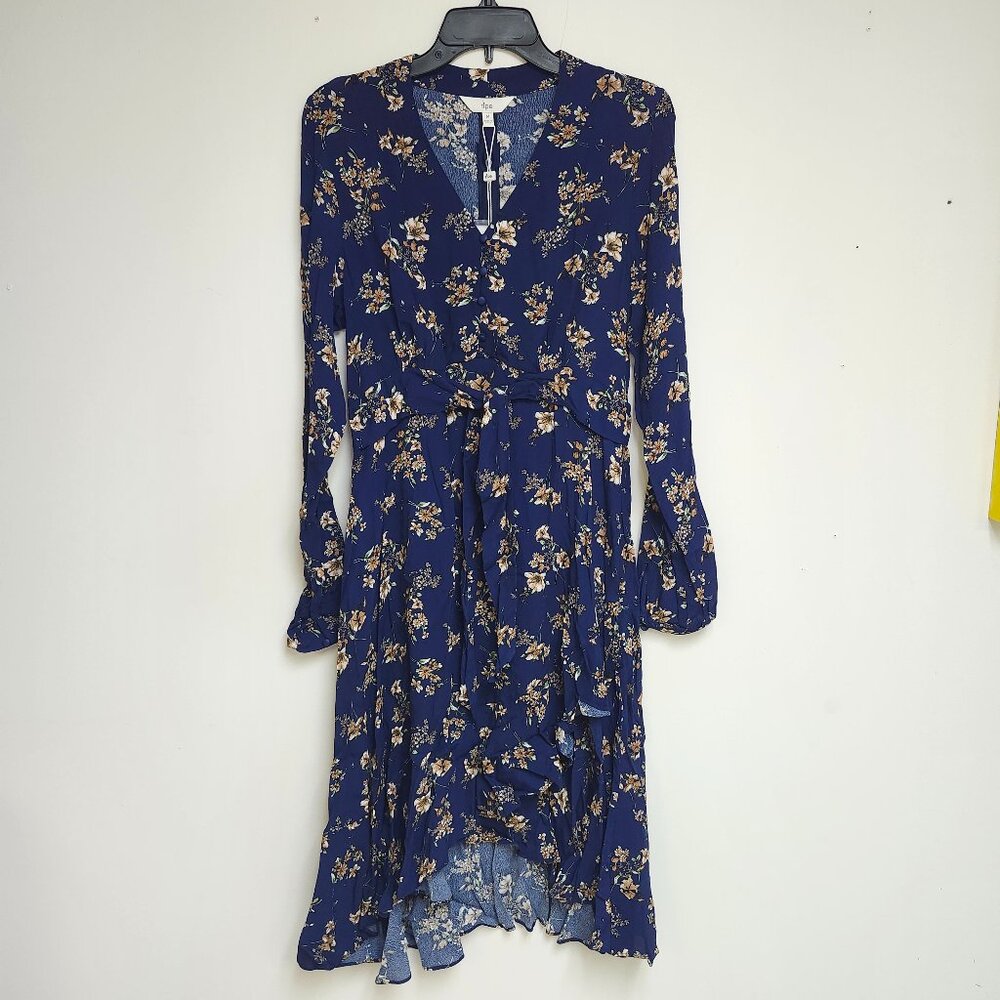 Ripe Women's Navy Blue Floral Maternity Dress W/Front Tie Size XS, S, M & L